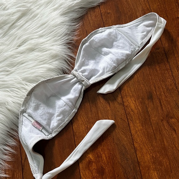 Xhilaration White with Gold Bandeau Tie Back Bikini Top - Picture 2 of 4